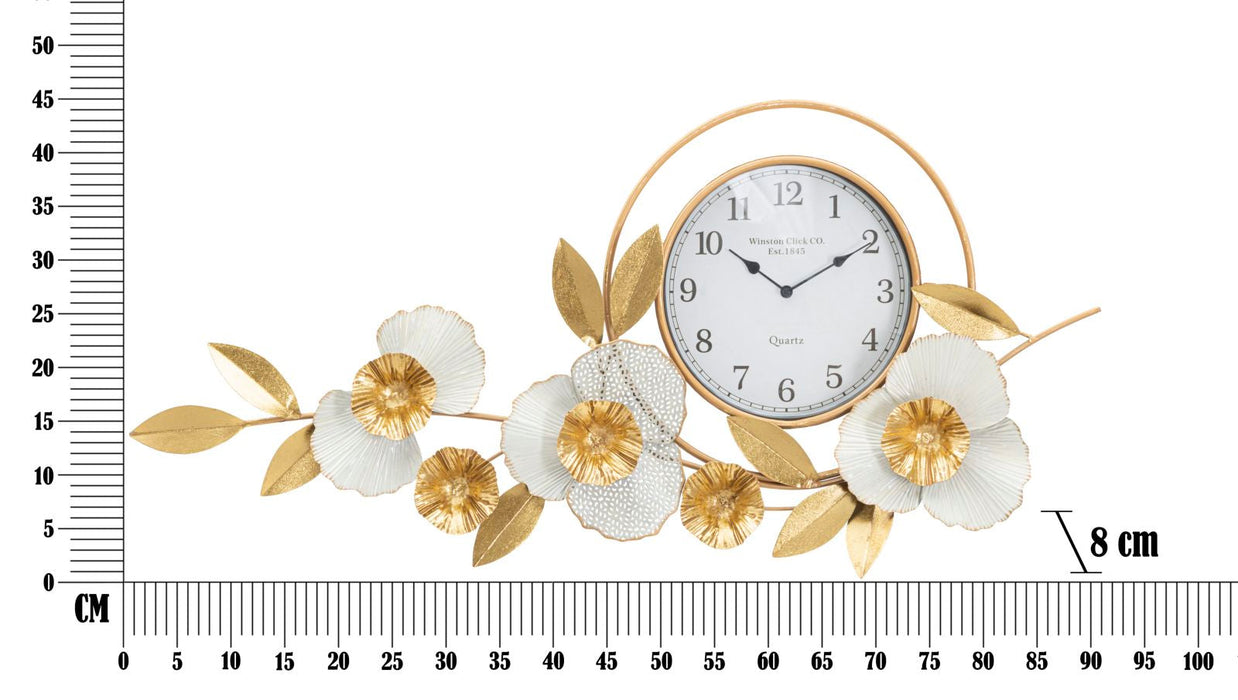 Wanduhr Blätter Gold 45,5 cm – Uhr Wohnzimmer