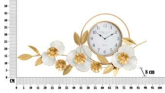 Wanduhr Blätter Gold 45,5 cm – Uhr Wohnzimmer