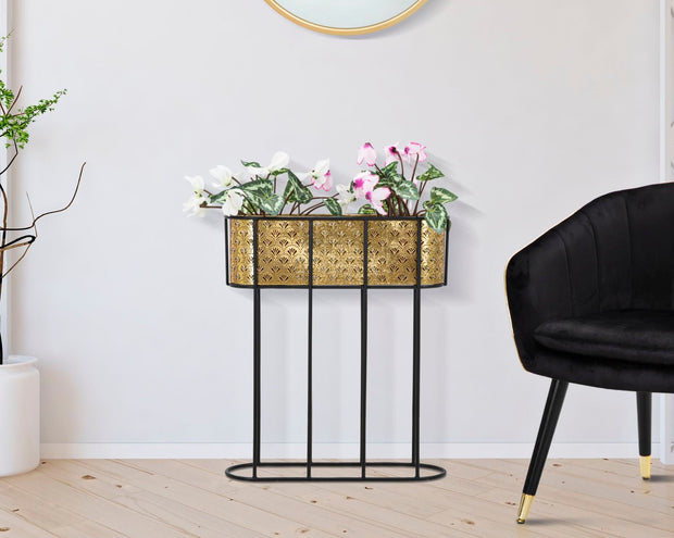 Übertopf Oval Gold Schwarz 70 cm – Pflanztopf