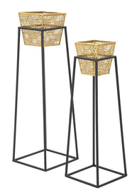 Übertopf Eckig Gold Schwarz 70 cm – Pflanztopf