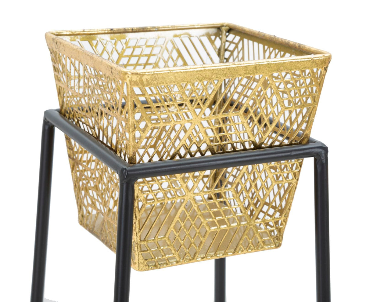 Übertopf Eckig Gold Schwarz 70 cm – Pflanztopf