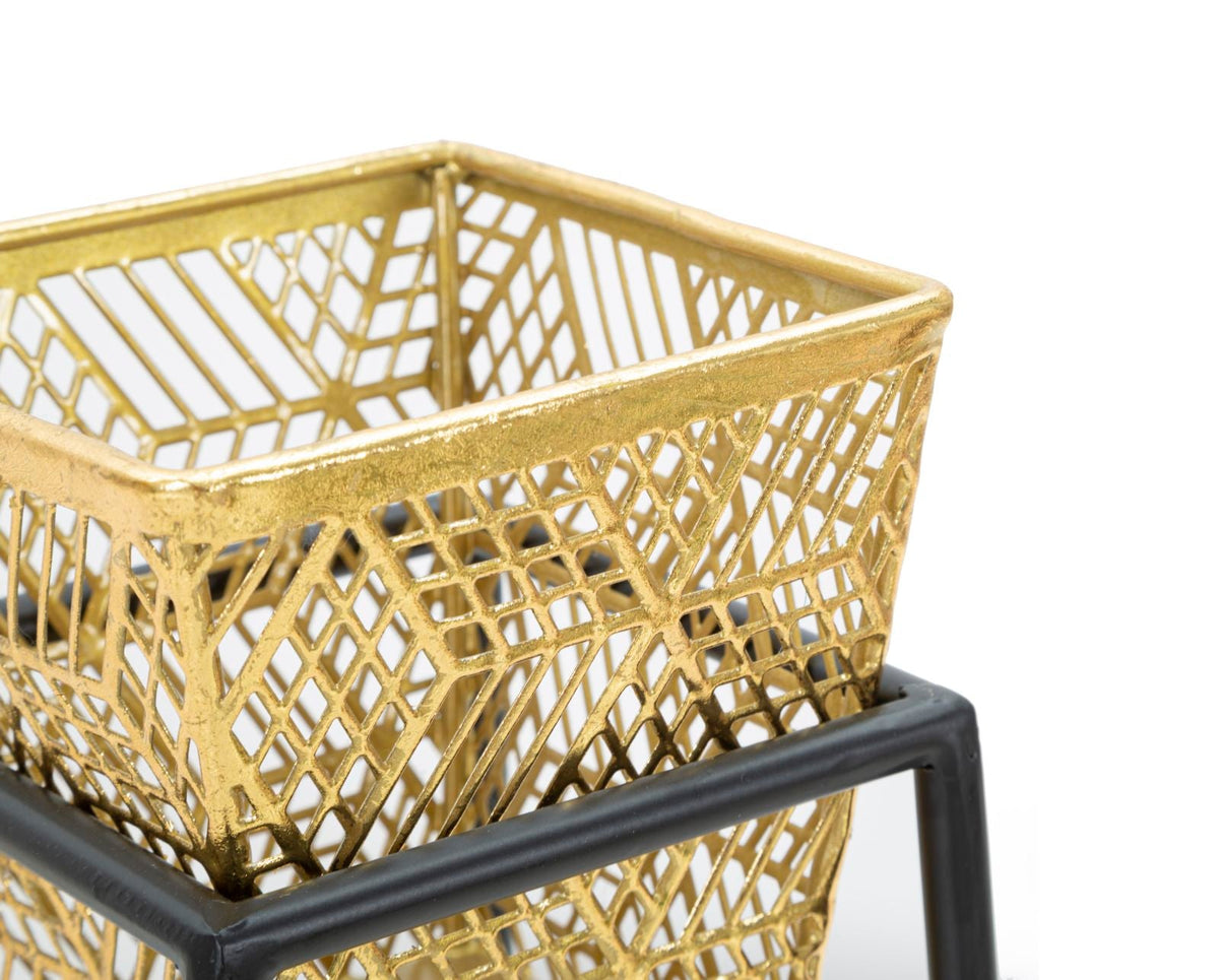 Übertopf Eckig Gold Schwarz 70 cm – Pflanztopf