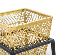 Übertopf Eckig Gold Schwarz 70 cm – Pflanztopf