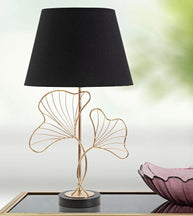 Tischlampe Blätter Schwarz Gold 60 cm – Tischleuchte