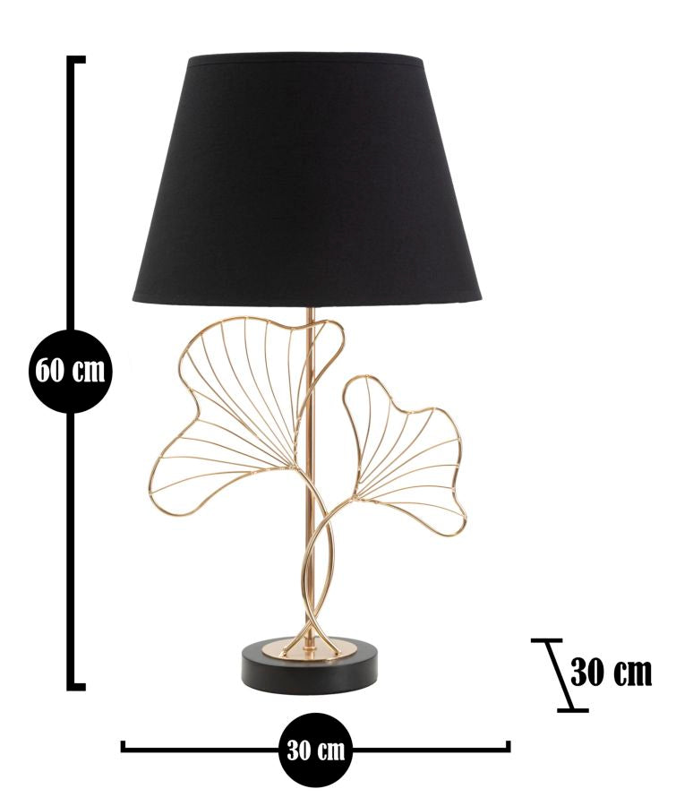 Tischlampe Blätter Schwarz Gold 60 cm – Tischleuchte