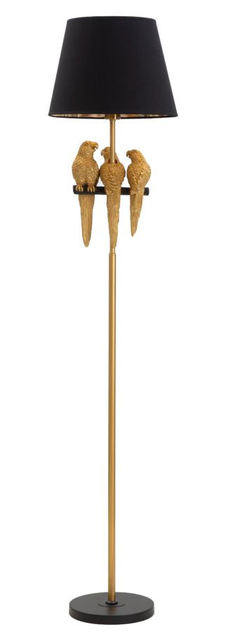 Stehlampe Papageien Schwarz Gold 164,5 cm – Stehleuchte