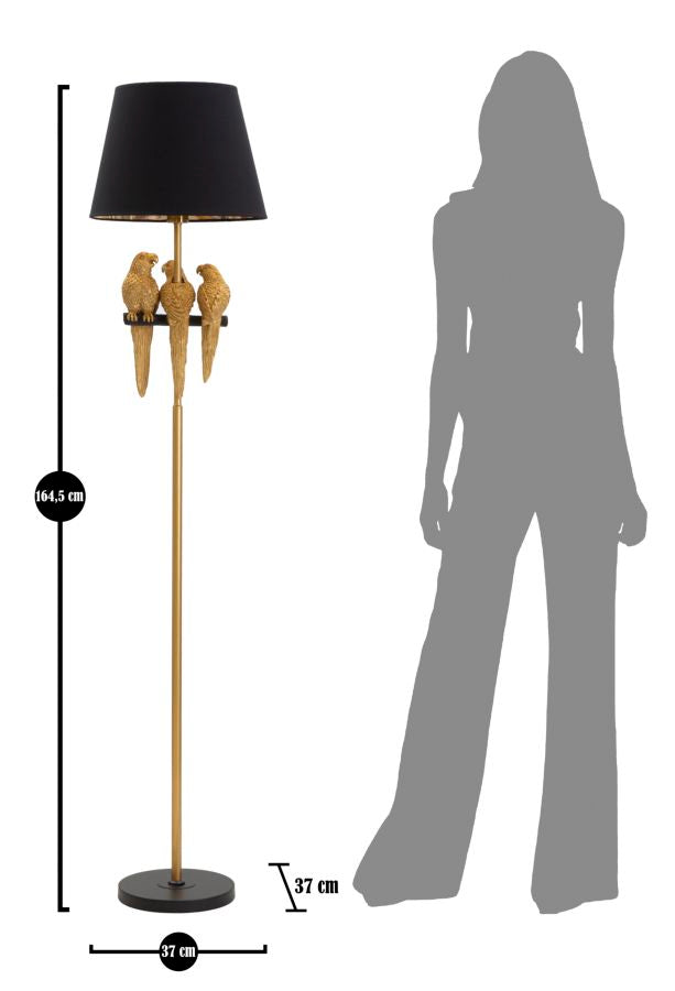 Stehlampe Papageien Schwarz Gold 164,5 cm – Stehleuchte