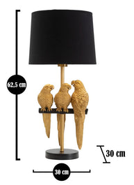 Tischlampe Papageien Schwarz Gold 62,5 cm – Tischleuchte