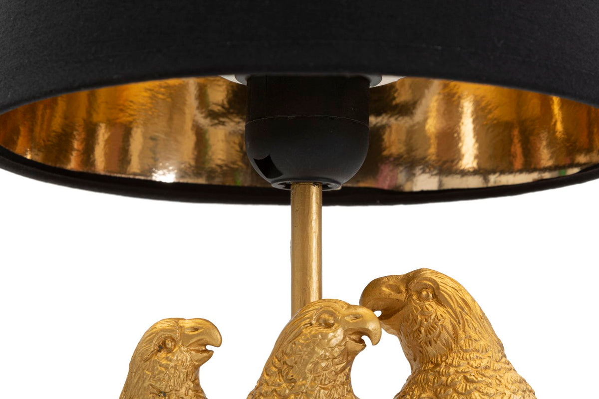 Nachttischlampe Papageien Schwarz Gold 39 cm – Tischlampe