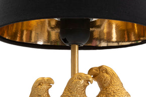 Nachttischlampe Papageien Schwarz Gold 39 cm – Tischlampe