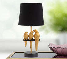 Nachttischlampe Papageien Schwarz Gold 39 cm – Tischlampe