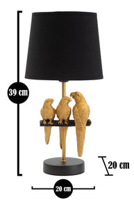 Nachttischlampe Papageien Schwarz Gold 39 cm – Tischlampe