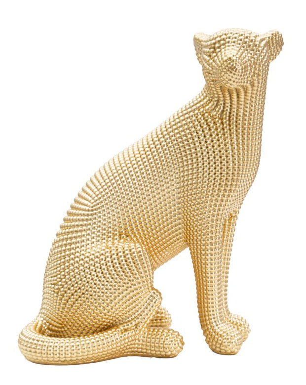 Dekofigur Leopard Sitzend Gold – Tierfigur
