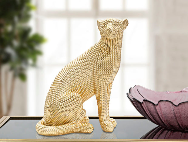 Dekofigur Leopard Sitzend Gold – Tierfigur