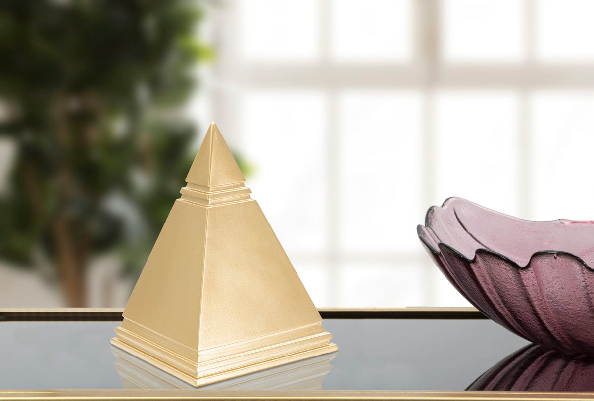Dekofigur Pyramide Gold 15,5 cm – Skulptur Deko