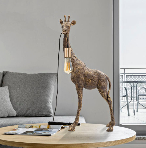 Tischlampe Giraffe Antikgold 80 cm – Tischleuchte