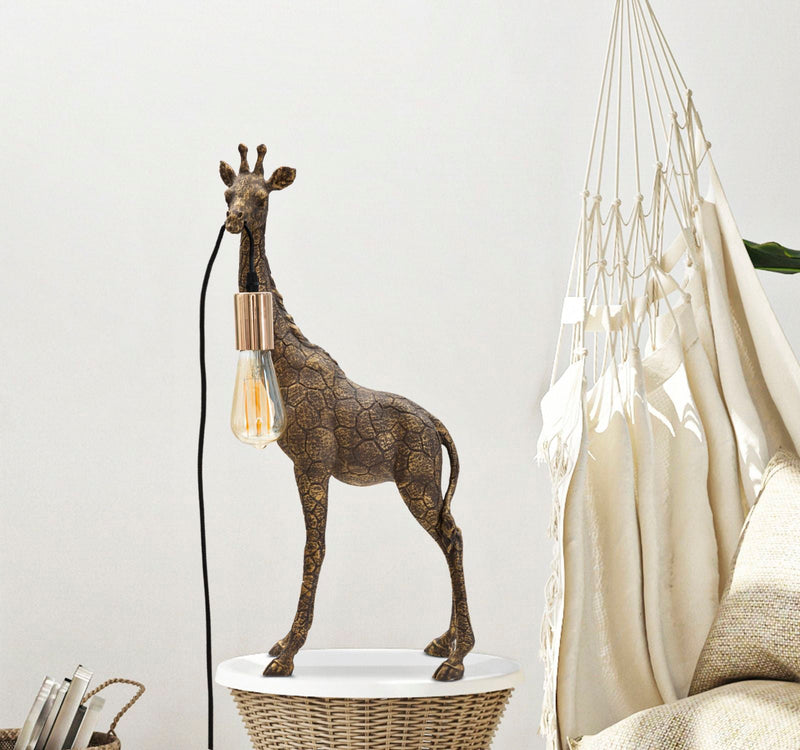 Tischlampe Giraffe Antikgold 60 cm – Tischleuchte