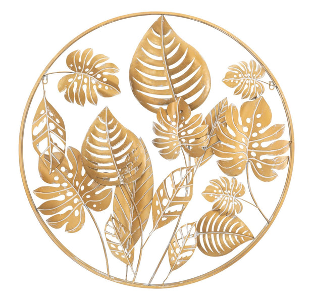 Wandpaneel Blätter Jungle Gold 80×80 cm – Wanddeko