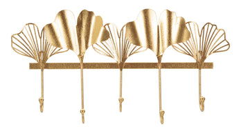 Garderobe Blätter Gold 5 Haken – Hakenleiste Flur