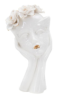 Blumenvase Frauengesicht Weiß Gold 27,3 cm – Dekovase