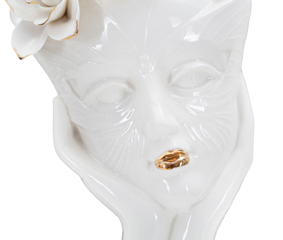Blumenvase Frauengesicht Weiß Gold 27,3 cm – Dekovase