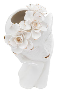 Blumenvase Frauengesicht Weiß Gold 27,3 cm – Dekovase