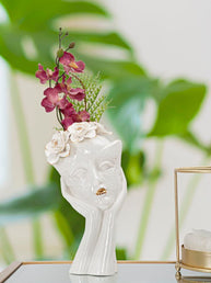 Blumenvase Frauengesicht Weiß Gold 27,3 cm – Dekovase