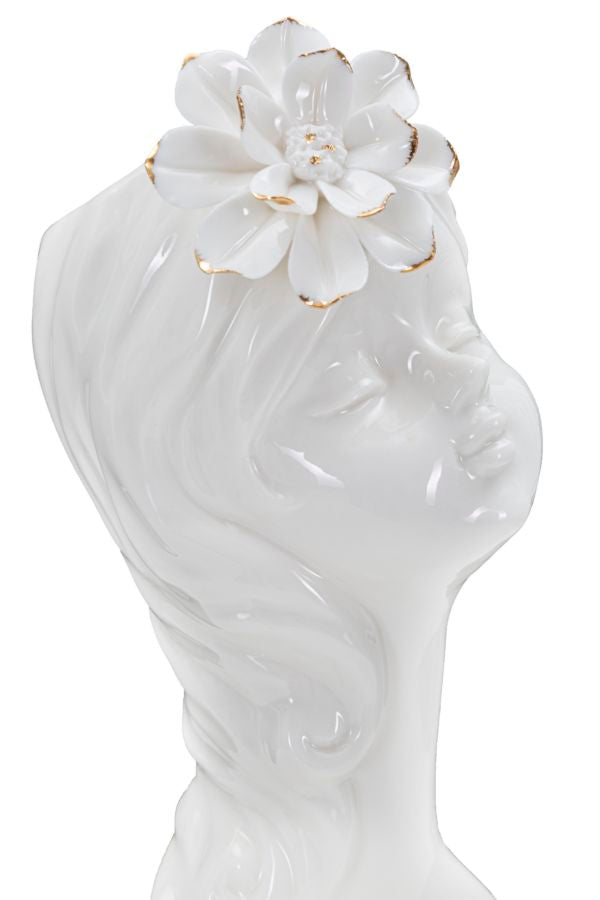 Blumenvase Mädchenbüste Weiß Gold – Dekovase