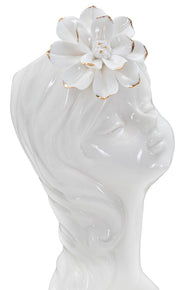 Blumenvase Mädchenbüste Weiß Gold – Dekovase