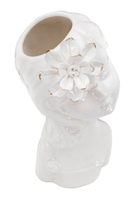 Blumenvase Mädchenbüste Weiß Gold – Dekovase