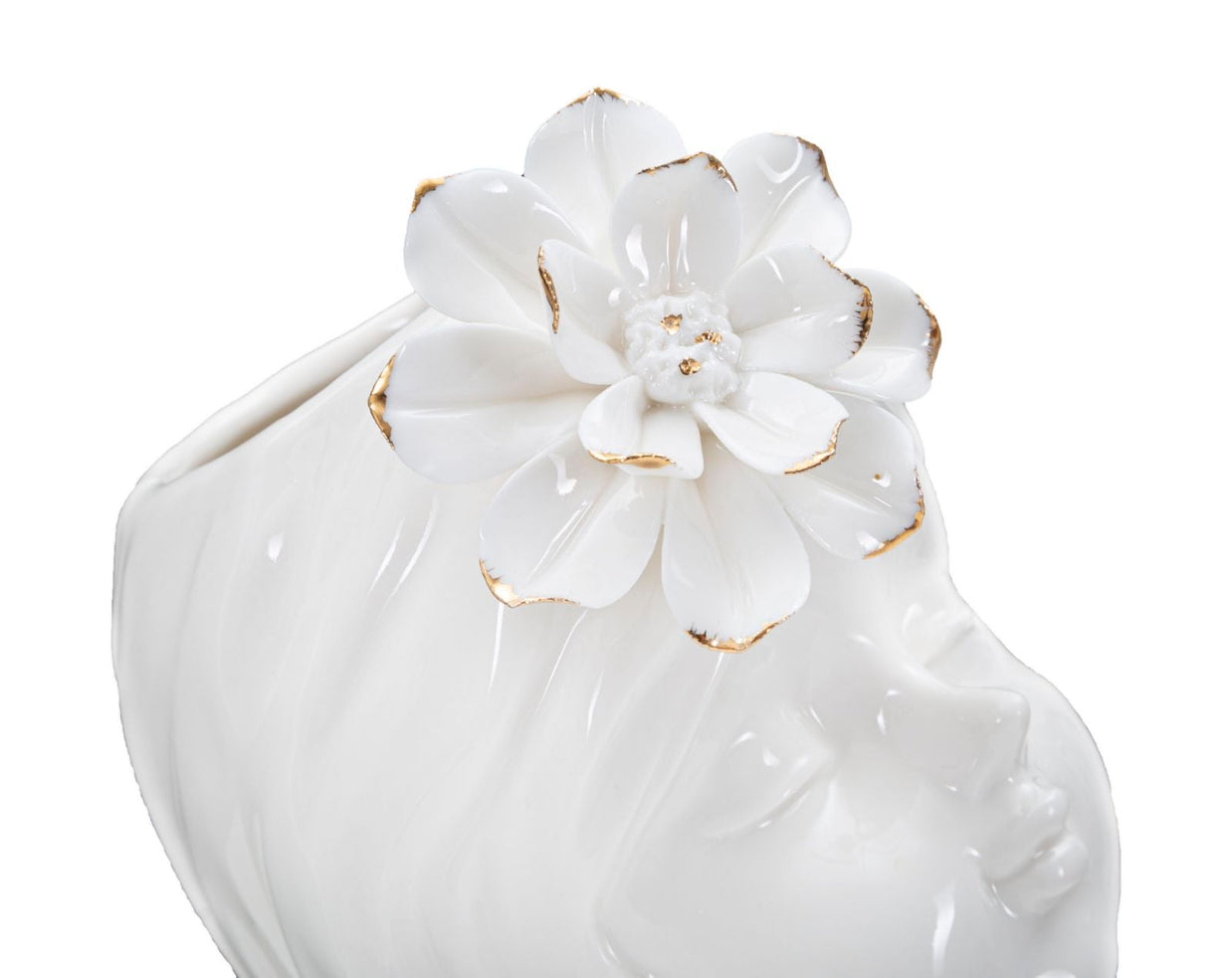 Blumenvase Mädchenbüste Weiß Gold – Dekovase