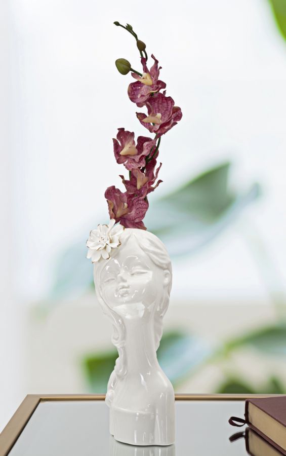 Blumenvase Mädchenbüste Weiß Gold – Dekovase