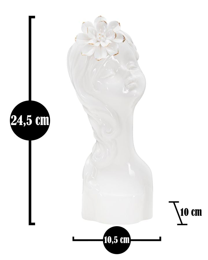 Blumenvase Mädchenbüste Weiß Gold – Dekovase