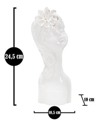 Blumenvase Mädchenbüste Weiß Gold – Dekovase