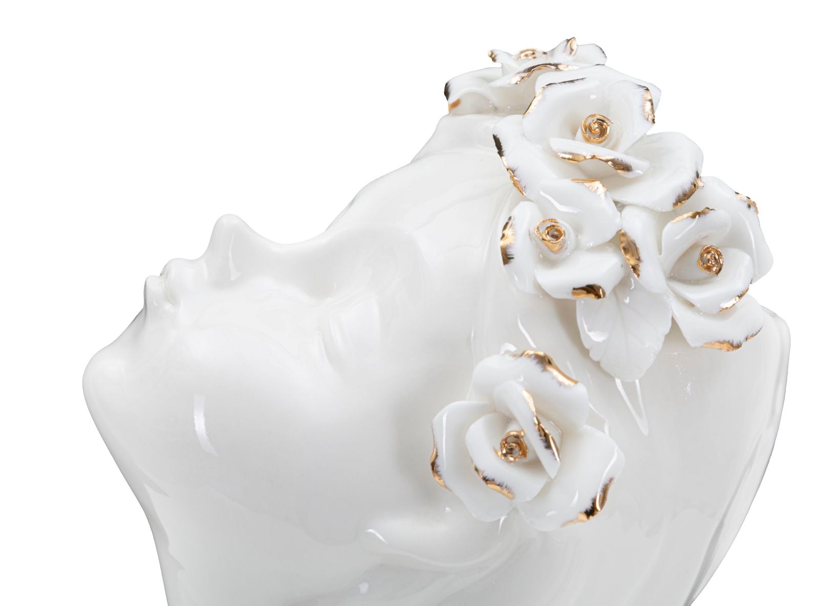 Vase Frau Blumenkranz Weiß Gold – Blumenvase Deko