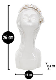 Vase Frau Blumenkranz Weiß Gold – Blumenvase Deko
