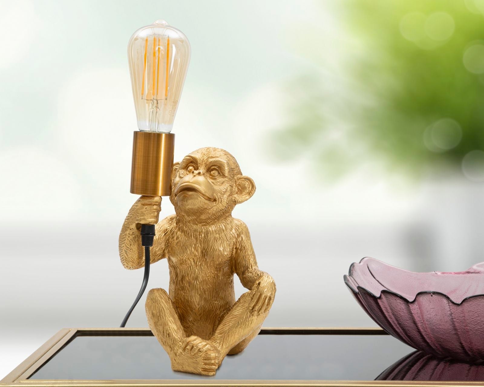 Tischlampe Affe Gold 25 cm – Tischleuchte