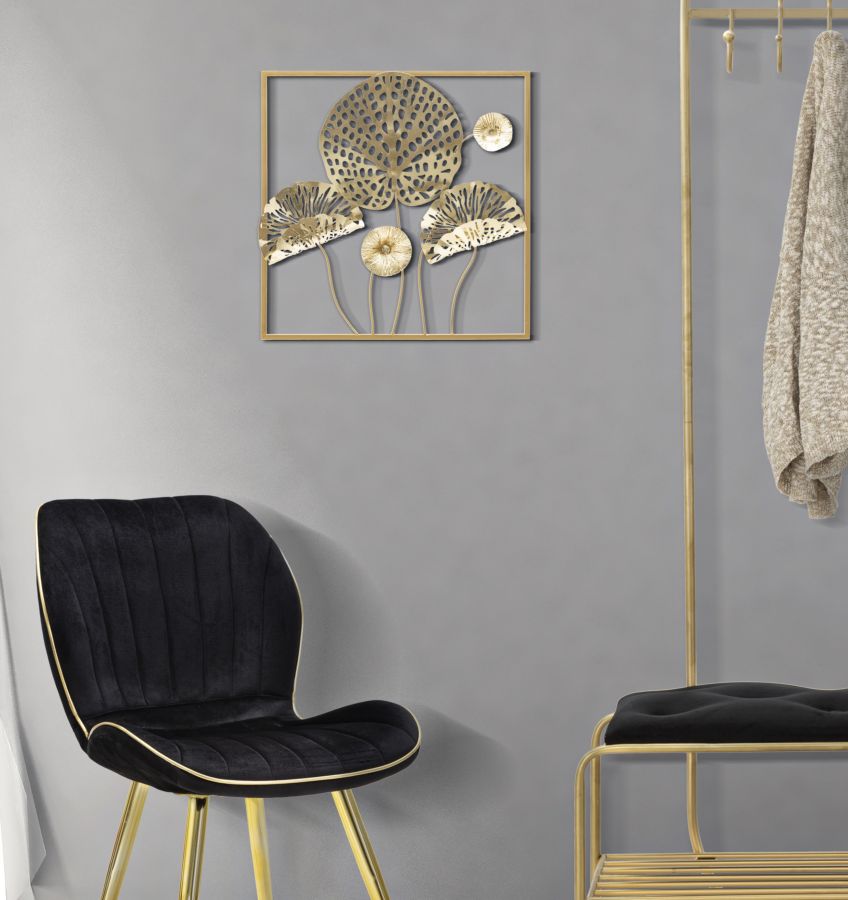 Wandpaneel Blumen Gold 50 cm – Wanddeko