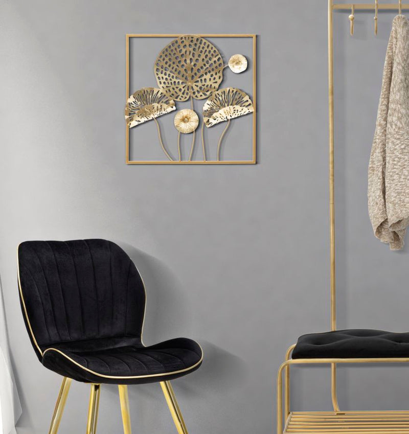 Wandpaneel Blumen Gold 50 cm – Wanddeko