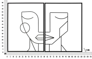 Wandpaneel Gesichter Paar Schwarz 80 cm – Wanddeko