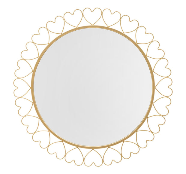 Spiegel Rund Herzen Gold 80 cm