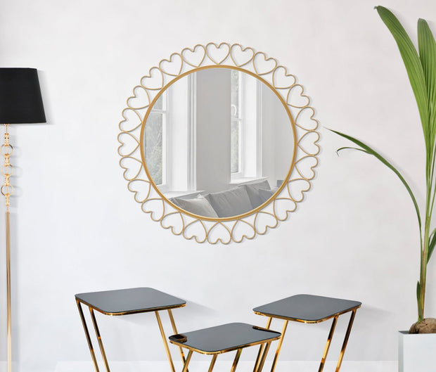 Spiegel Rund Herzen Gold 80 cm