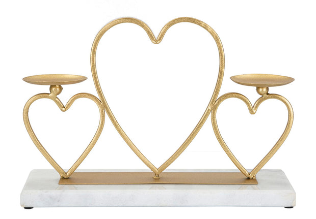 Kerzenständer Herzen Gold Marmor 3er – Kerzenhalter Deko