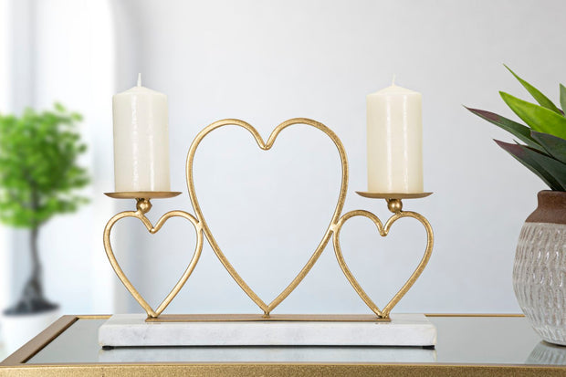 Kerzenständer Herzen Gold Marmor 3er – Kerzenhalter Deko