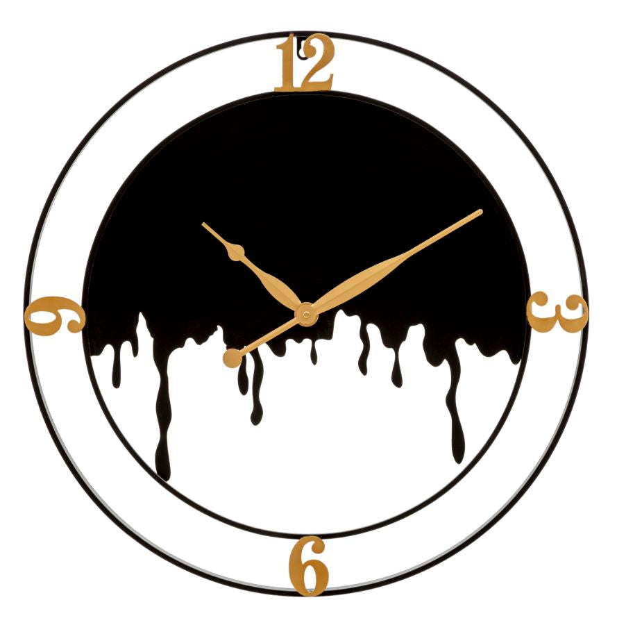 Wanduhr Spritzer Schwarz Gold 66 cm – Uhr Wohnzimmer