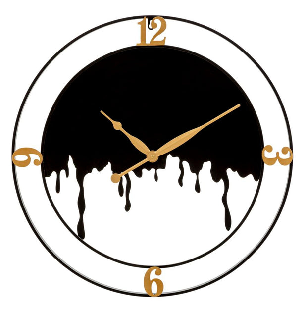 Wanduhr Spritzer Schwarz Gold 66 cm – Uhr Wohnzimmer