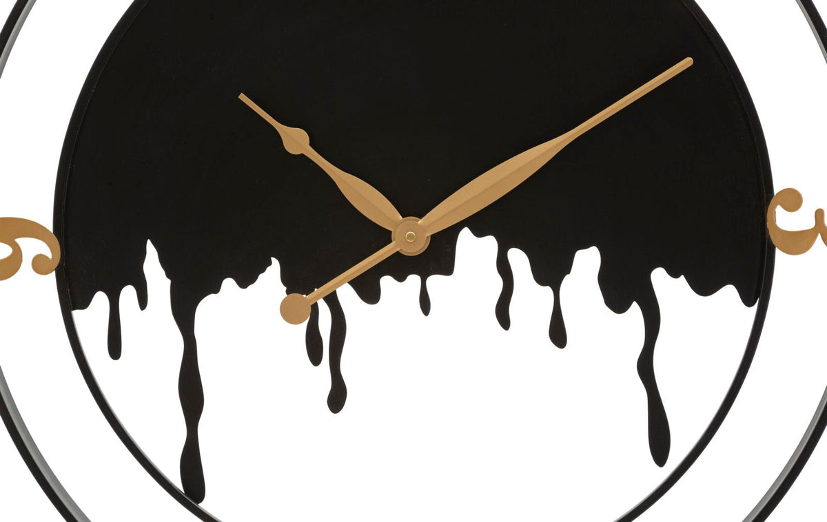 Wanduhr Spritzer Schwarz Gold 66 cm – Uhr Wohnzimmer