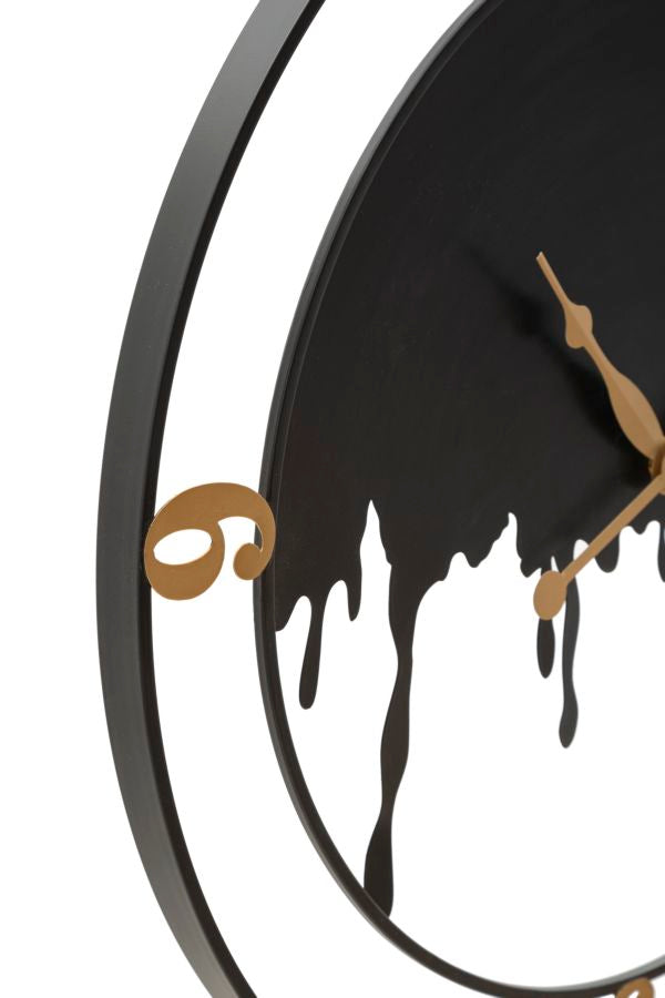 Wanduhr Spritzer Schwarz Gold 66 cm – Uhr Wohnzimmer