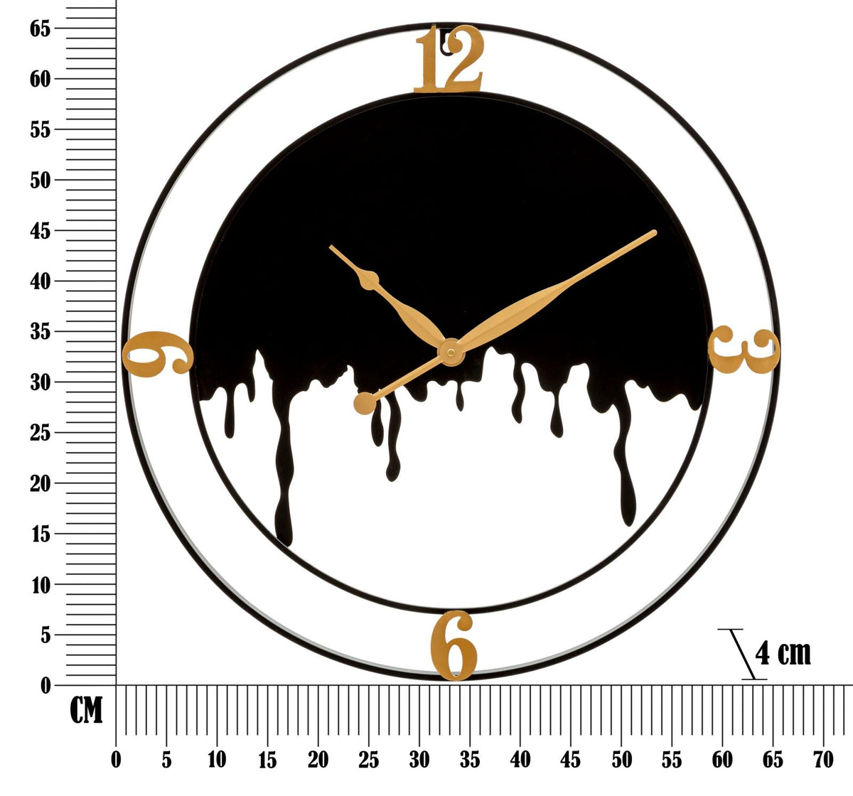 Wanduhr Spritzer Schwarz Gold 66 cm – Uhr Wohnzimmer