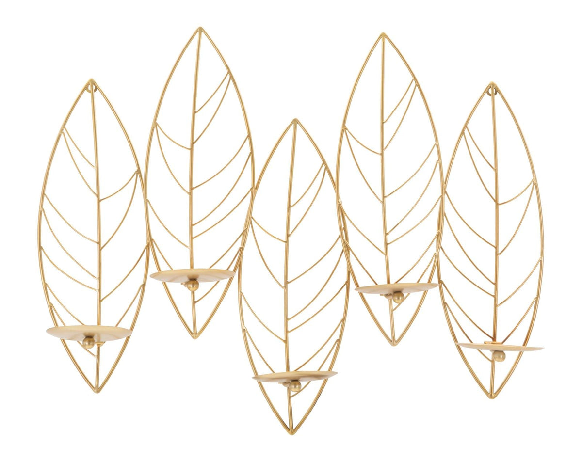 Wandkerzenhalter Blätter Gold 56 cm – Kerzenhalter